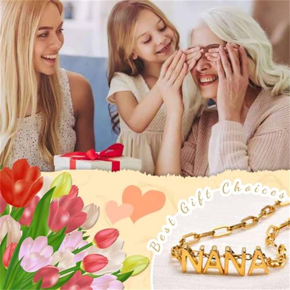High-quality 14K gold-plated Cuban chain luxury stainless steel pearl bracelet for Mother's Day gift to mom or grandma
