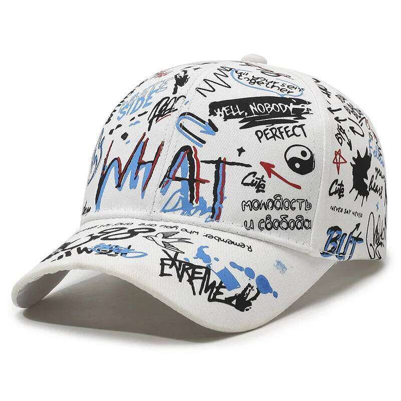Men's women's spring autumn Korean graffiti letter printed baseball caps, men's sun protection and sunshade hats, outdoo Y260304