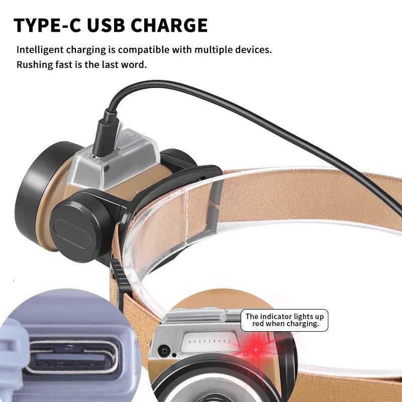 XPG strong light sensor headlight USB charging LE red light warning outdoor fishing riding headlight H260307