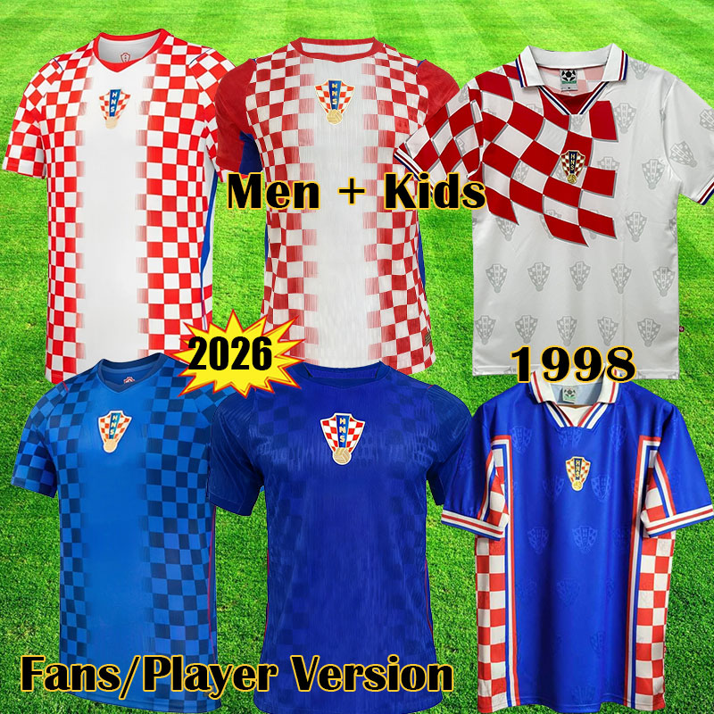 2026 2027 World Cup Croatia team home Away jersey Retro 1998 MODRIC MAJER Croatie Jerseys GVARDIOL KOVACIC SUKER PERISIC soccer jerseys men Fans Player customize