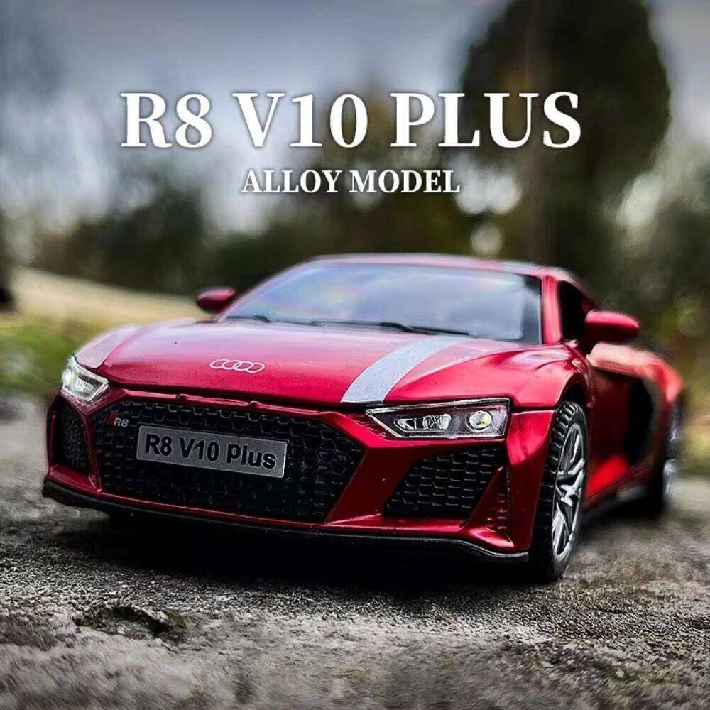 1:32 R8 V10 PLUS C260L Alloy Diecast Car Model Toys Sound Light Pull Back Doors Opened Rubber Tires Miniature Vehices Boys Gifts Z260306