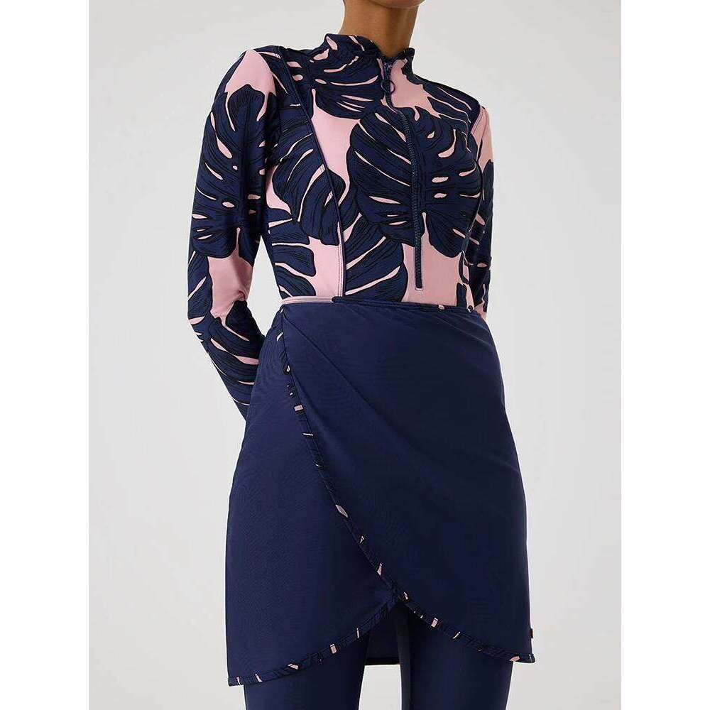 3Pcs/Set Islamic Burkini Femmes Modest Swimwear Women Long Sleeve Muslim Swimsuit Pant Top Leopard Outdoor Equipment