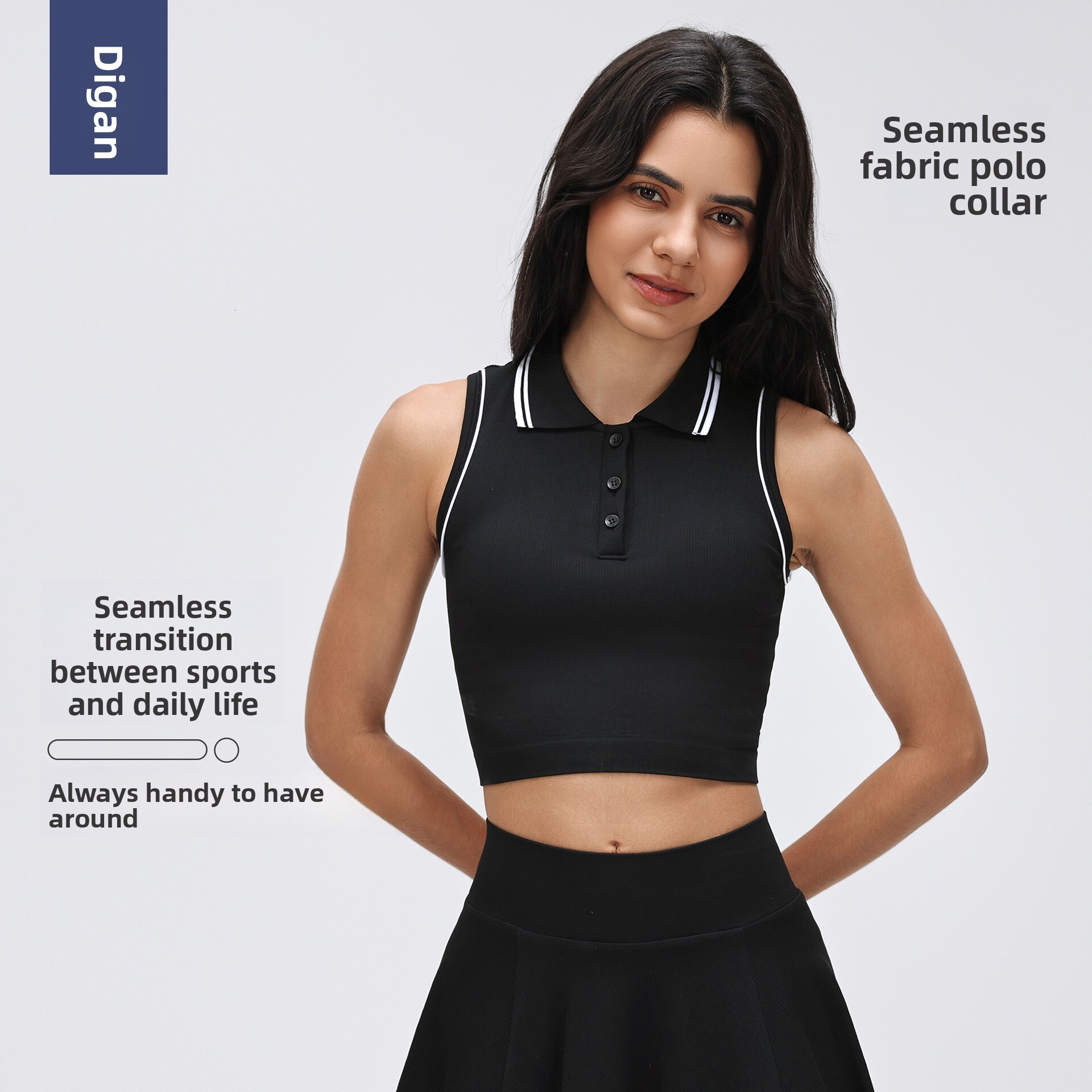 Seamless Color-Block Button Turn-Down Collar Sports Vest for Women Fashionable Versatile with Chest Pad Fitness Yoga Top