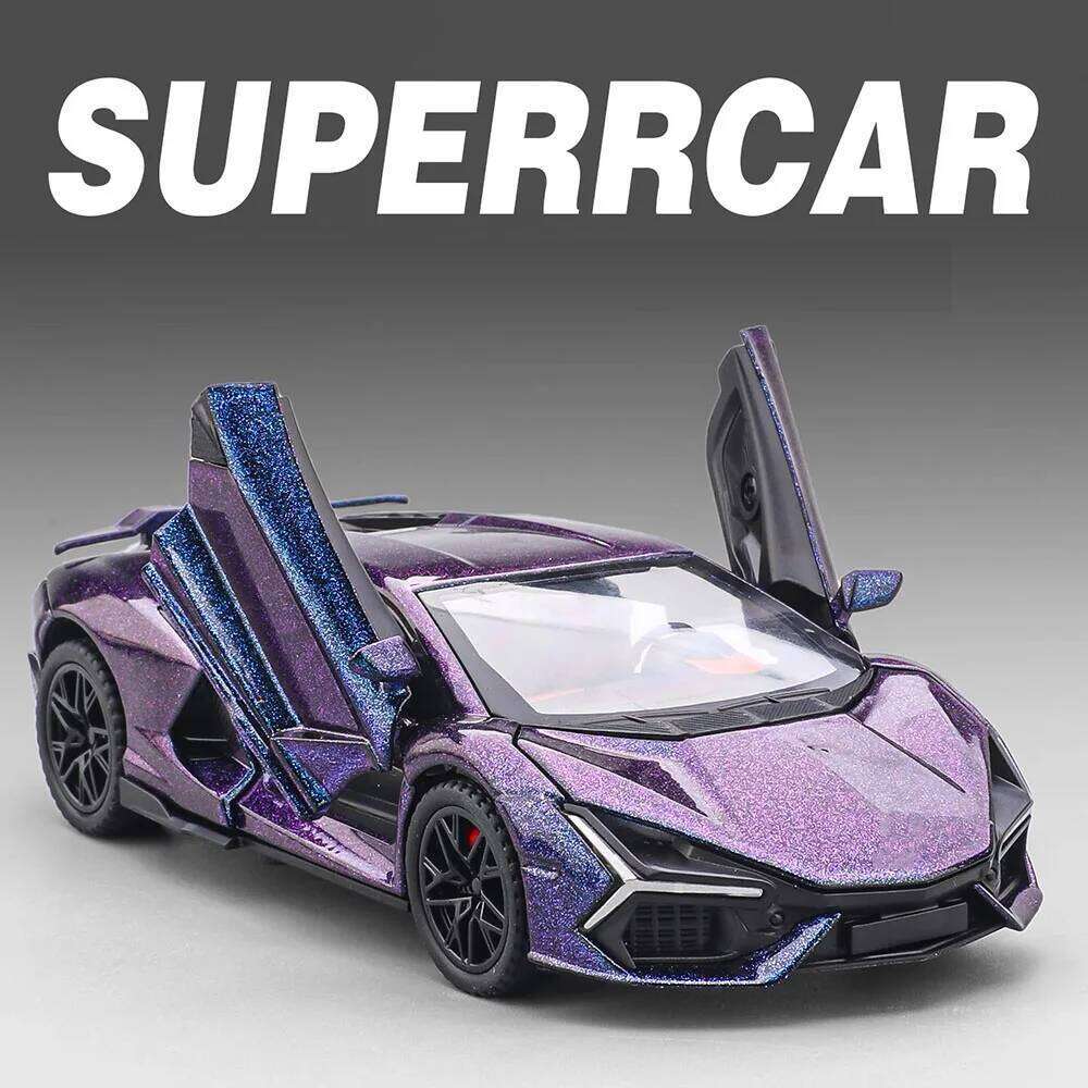1:32 Lambor Revuelto V12 GT Car Toy Alloy Diecast Model Doors Opened Sound Light Pull Back Miniature Sportscar Collect Ornaments Z260306