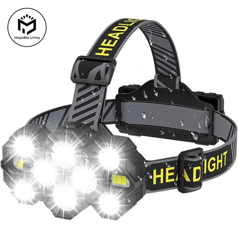 Rechargeable 10 LED Headlamp Flashlight with White Red Lights Head Lamp Light Outdoor Camping Cycling Running Fishing Headlight H260307
