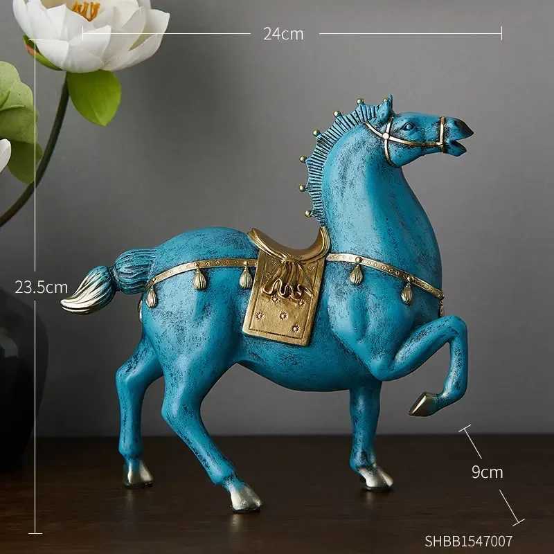 Blue Horse Sculpture Chinese Style Home Decor for Living Room Office Housewarming GiftT260307