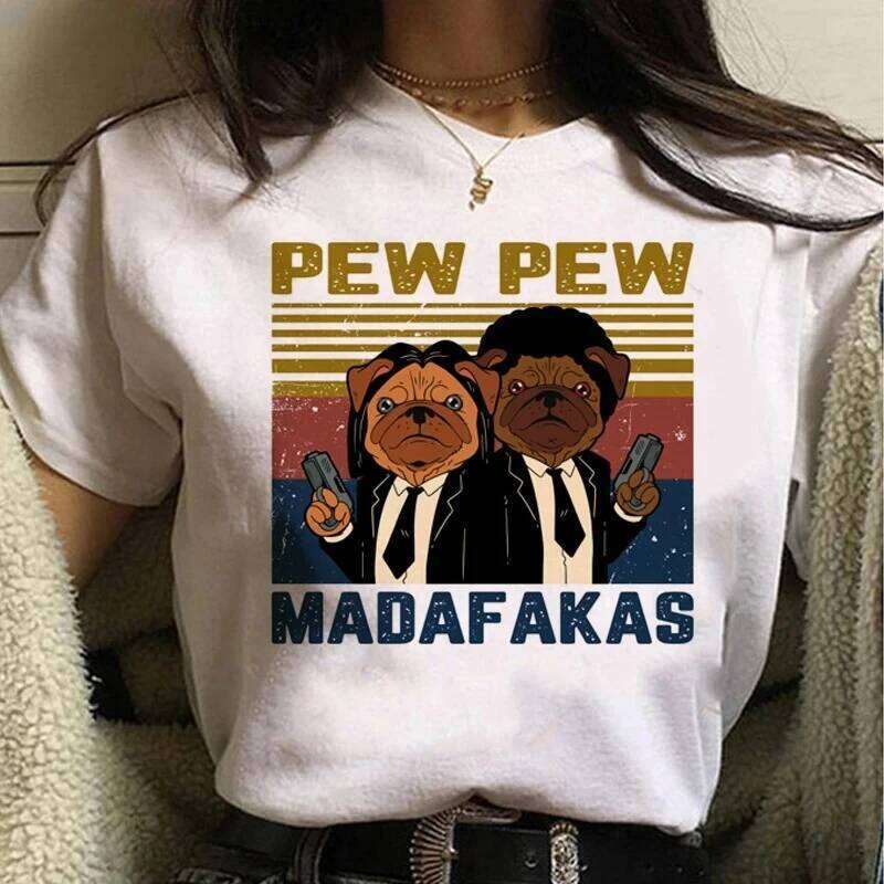 Pew Madafakas T Shirt Women Kawaii Summer Tops Cartoon Tshirt Funny Black Cat Graphic Tees Unisex Harajuku Streetwear Female XJ260306