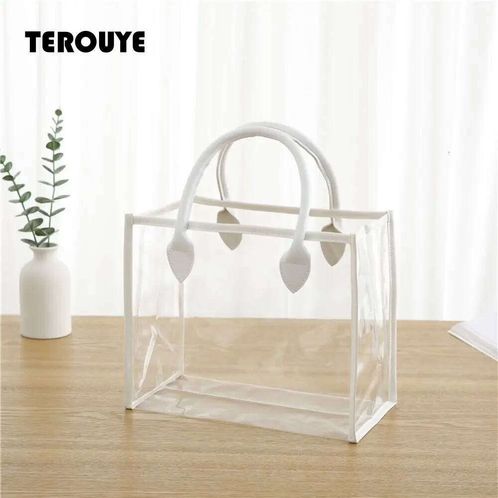 Waterproof Transparent Gift Bag Large Capacity Portable Shopping Bags Reusable Lightweight Handhold Packaging Tote Women TEROUYE