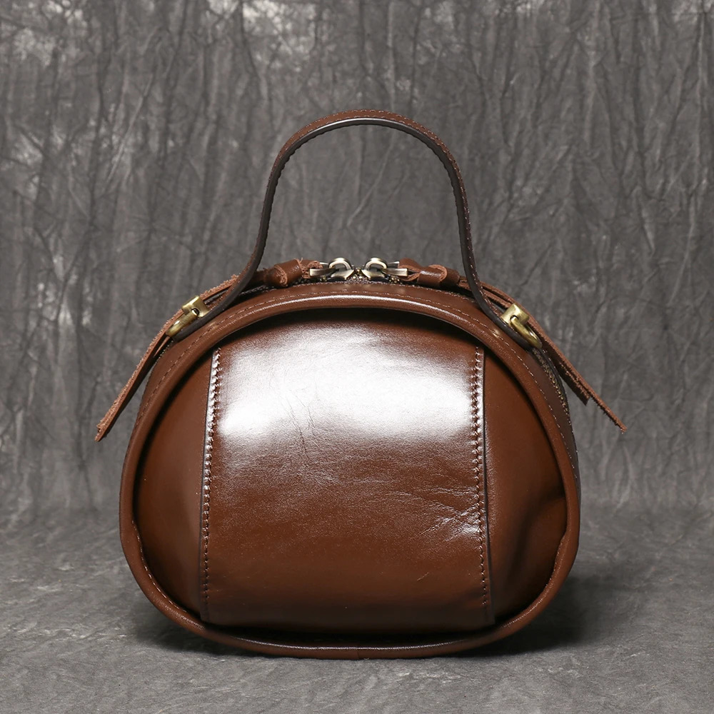 LUOKIR Genuine Leather Womens Crossbody Bag Top Layer Cowhide Exquisite Handbag Daily Travel Mobile Phone Bowling bag 260227