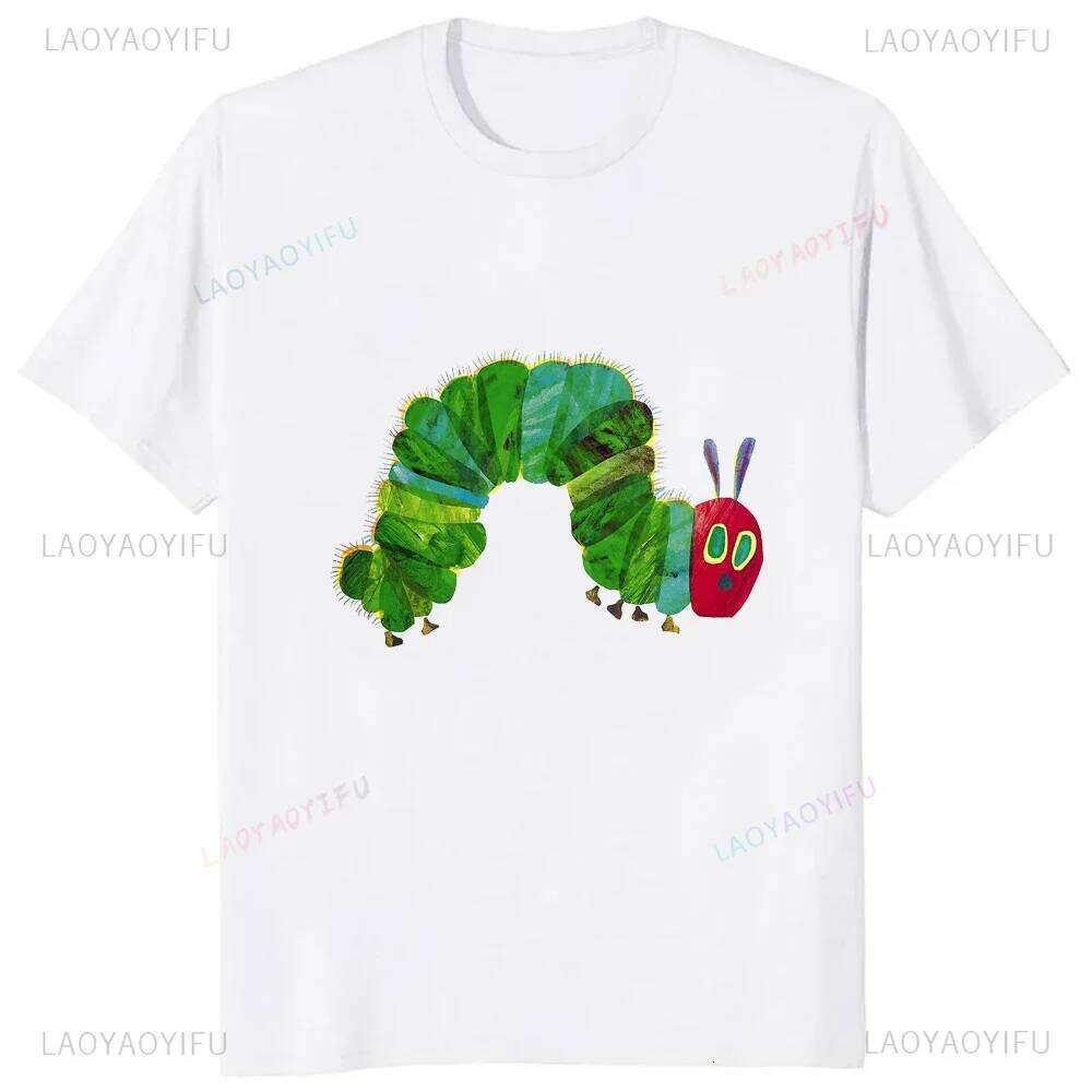 The Very Hungry Caterpillar Cartoon Printed Tshirt Summer Style Casual Fashion Couples Clothing Y2K Harajuku Unisex Tees XJ260306