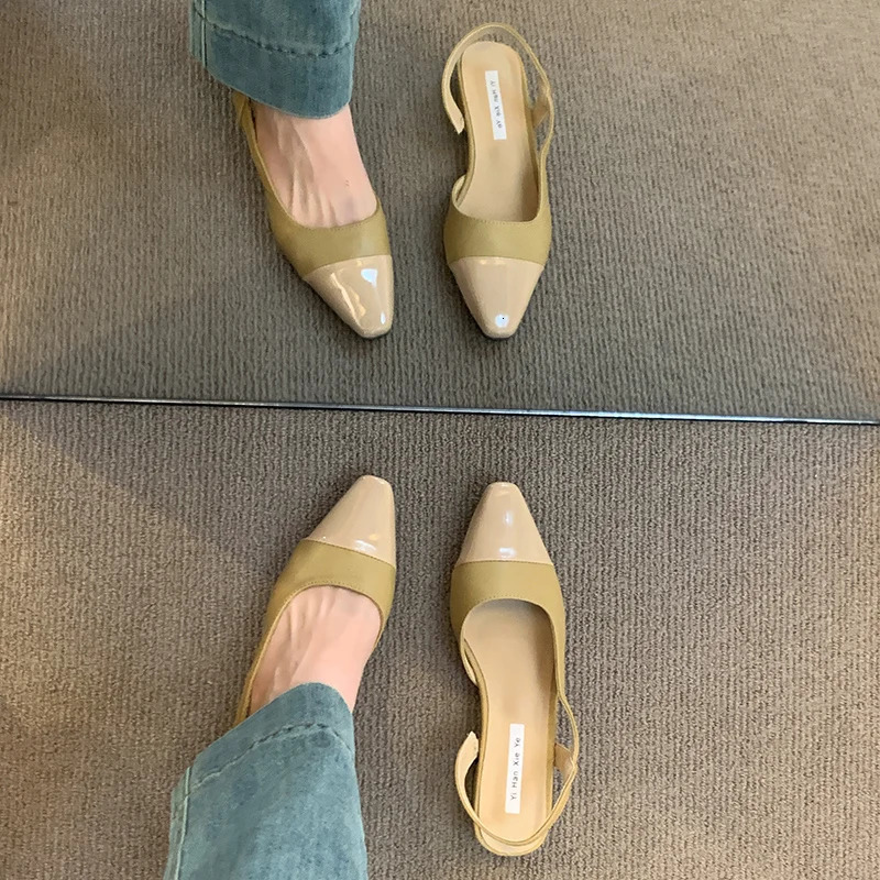 Summer Cover Toe Slip On Women Sandals Concise Thick Heel Singbacks Mules Shoes Female Elegant Party Dress Sandalias 260303