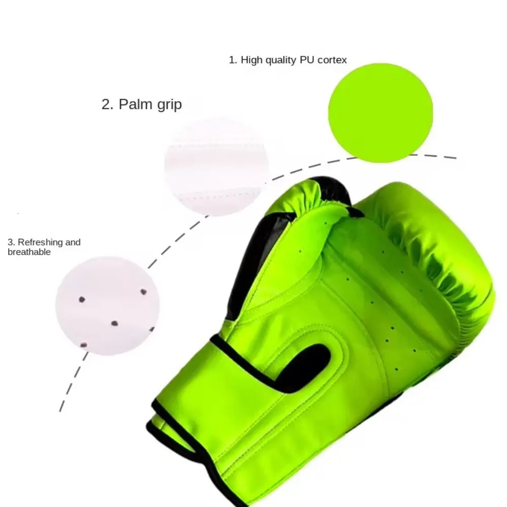 6101214Oz Kids Adult Boxing Gloves Breathable Professional Sanda Muay Thai Fighting PU Workout 260228