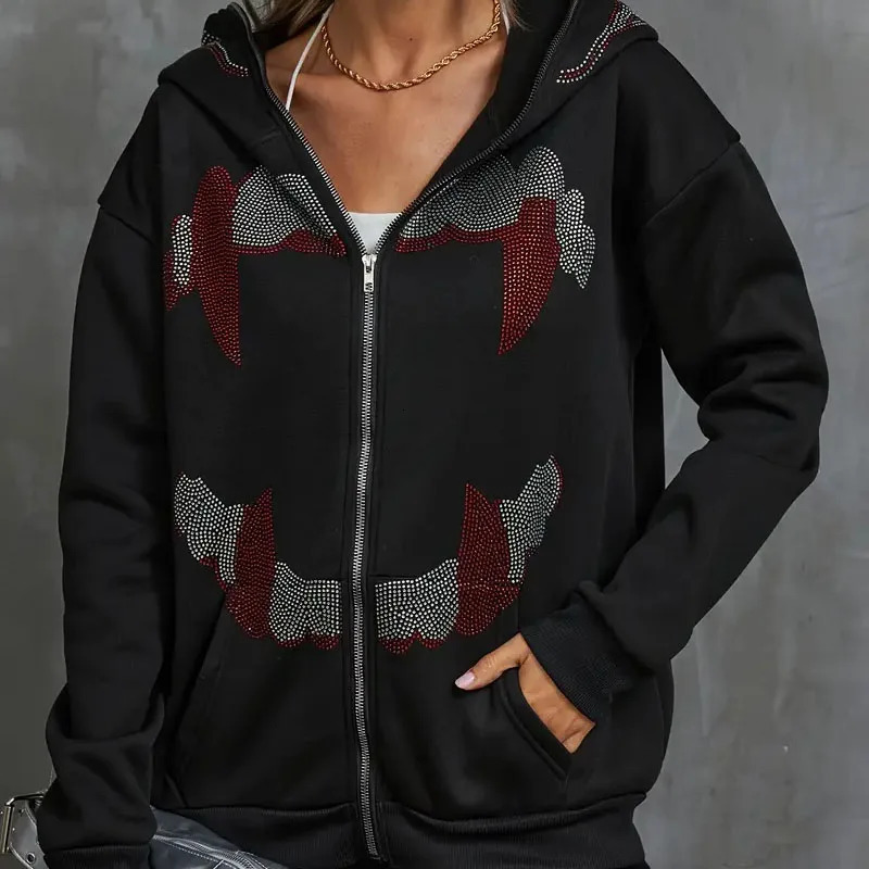 Trendy Instagram Autumn/Winter Dark Retro Printed Plush Sweater for Men and Women Students Loose Hooded Coat 260228