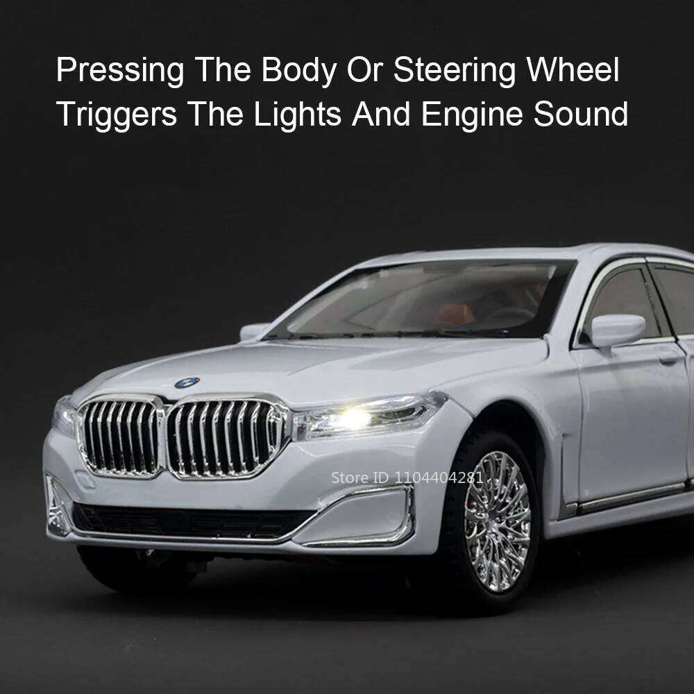 1:24 THE 7 760Li Model I5 M60 Alloy Diecast Car Toys 6 Doors Opened Sound Light Pull Back Miniature Vehices Boy's Birthday Gifts Z260307