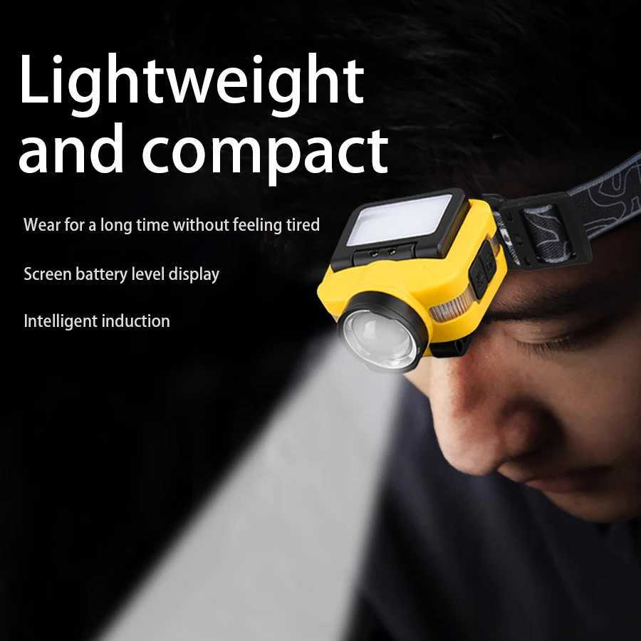 Rechargeable HeadlampMultiple ModesBright LED Head LightHands-Free Portable LightOutdoorRepairIndustrial WorkFlash Strobe H260307