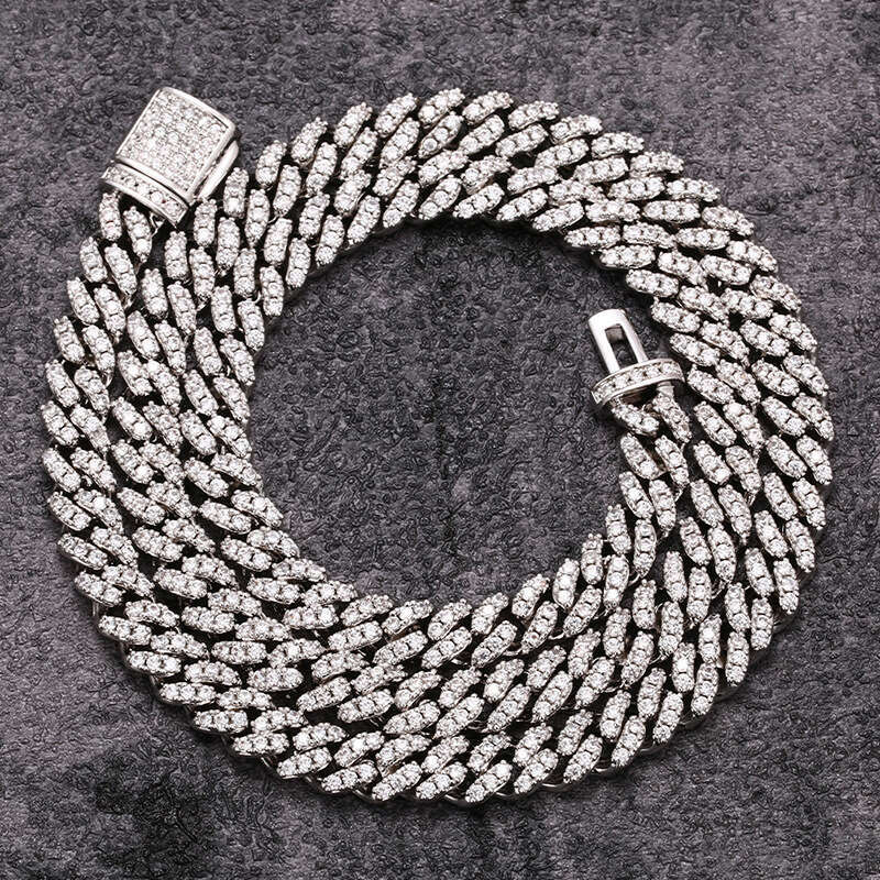 European and American cross-border S925 sterling silver 6mm moissanite inlaid high-quality Cuban chain personalized hip-hop trendy brand necklace jewe