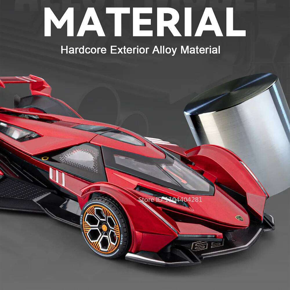 1:24 Lambor V12 SCV12 Miniature Sportscar Model Diecast Alloy Toys Doors Opeend Sound Light Pull Back Vehices Fashion Home Decor Z260307
