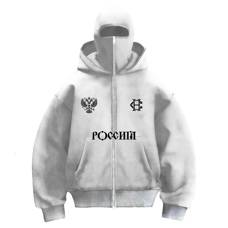 Mens Winter Letter Zipper Hoodies Chic Face Mask Warm Hooded Sweatshirts Casual Vintage Sports Jacket Outdoor Activities 260304