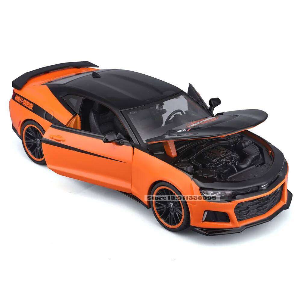 Maisto 1:24 Harley joint venture 2017 Chevrolet Camaro ZL11967 Ford Mustang GT Alloy car model decoration collection toys gifts Z260306