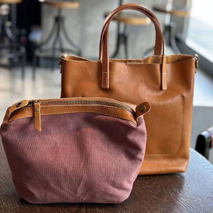 OLOEY 2025 New Japanese Vintage Cowhide Handbag Female Fashion Trend Temperament Commuter Leather Shoulder Crossbody Bag Practical Bags