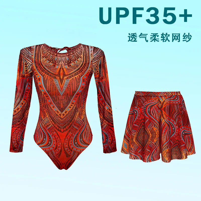 2026 Swimwear Women Long Sleeved Sun Protection One Piece Swimsuit Females Sports Bathers Swimming Bodysuit Beach With cover up 260306