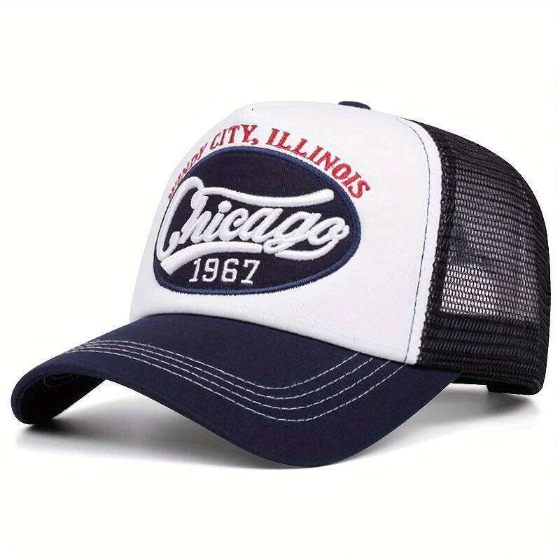 1967 letter embroidered baseball breathable mesh truck driver cap Y260304