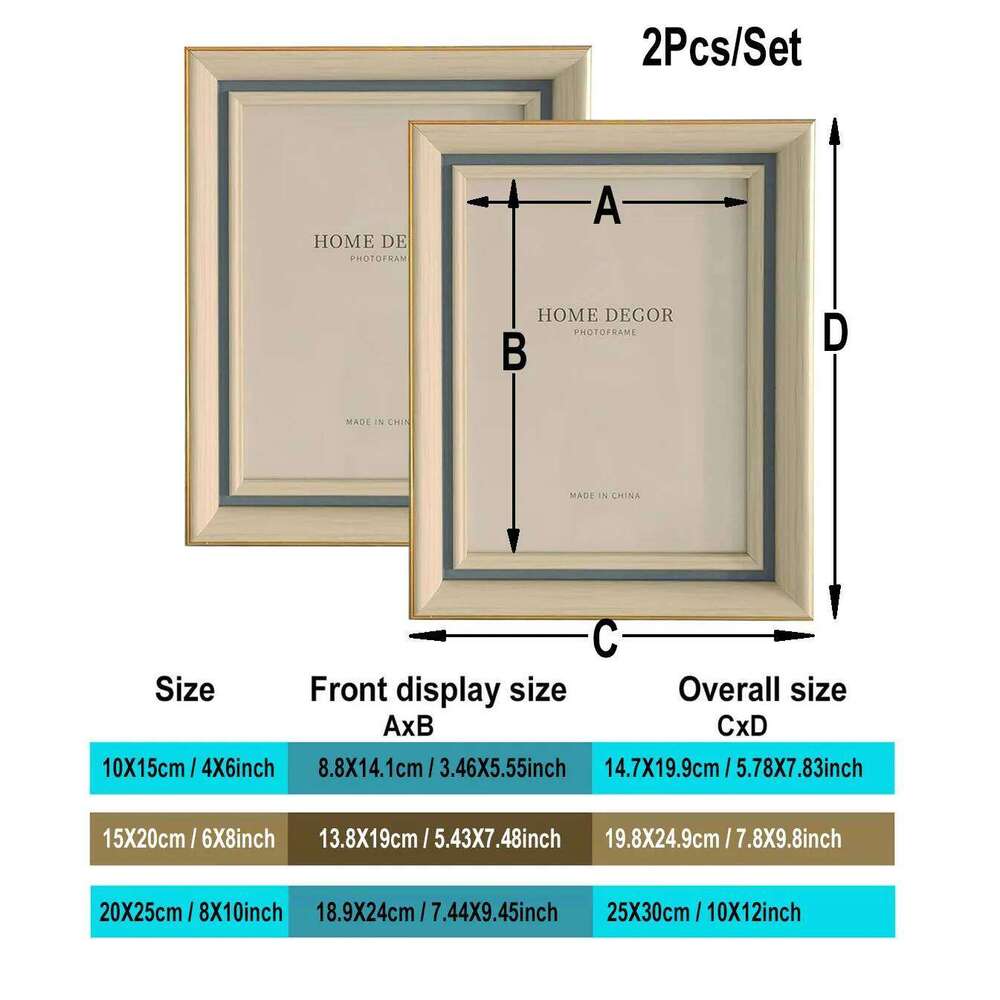 2pcs Photo Frames Set-10X15/15X20/20X25cm Picture Franes for Wall & Tabletop Home Decor Commemorative Gift Birthday Housewarming H260306