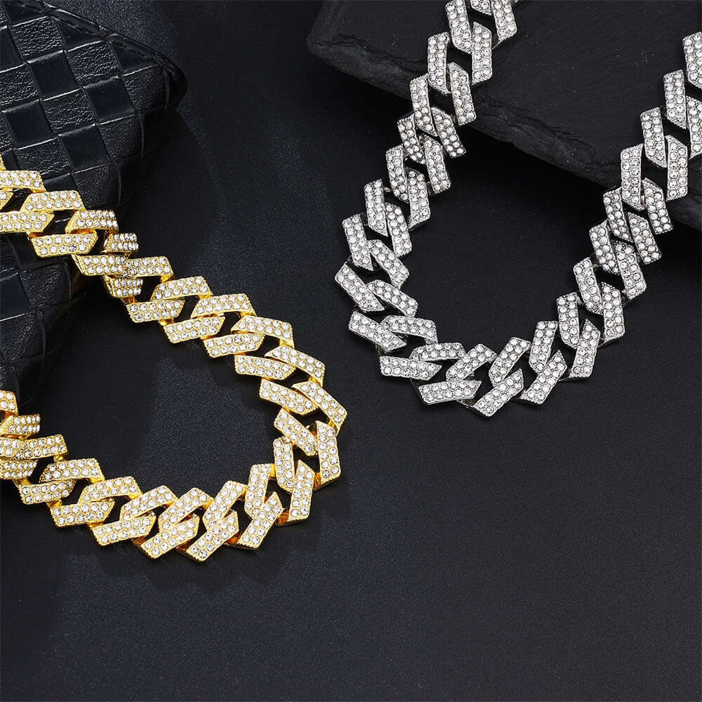 Cuban Chain 15mm Fashionable High-Quality Full-Diamond Necklace Hip-hop Jewelry Wholesale from Factory
