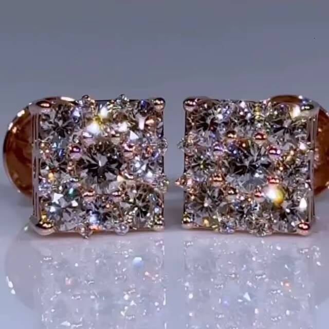 Luxurious Vvs Baguette Cut 8mm Moissanite Earrings 925 Sterling Silver Brilliant Fire Moissanite Stud Earrings