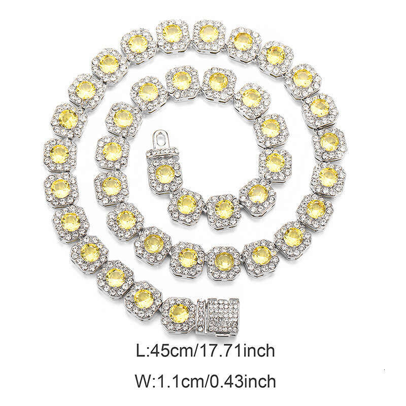 New Hip-Hop High-Quality Design Sense 11mm Zircon Rock Candy Necklace Cross-Border Cuban Chain Wholesale