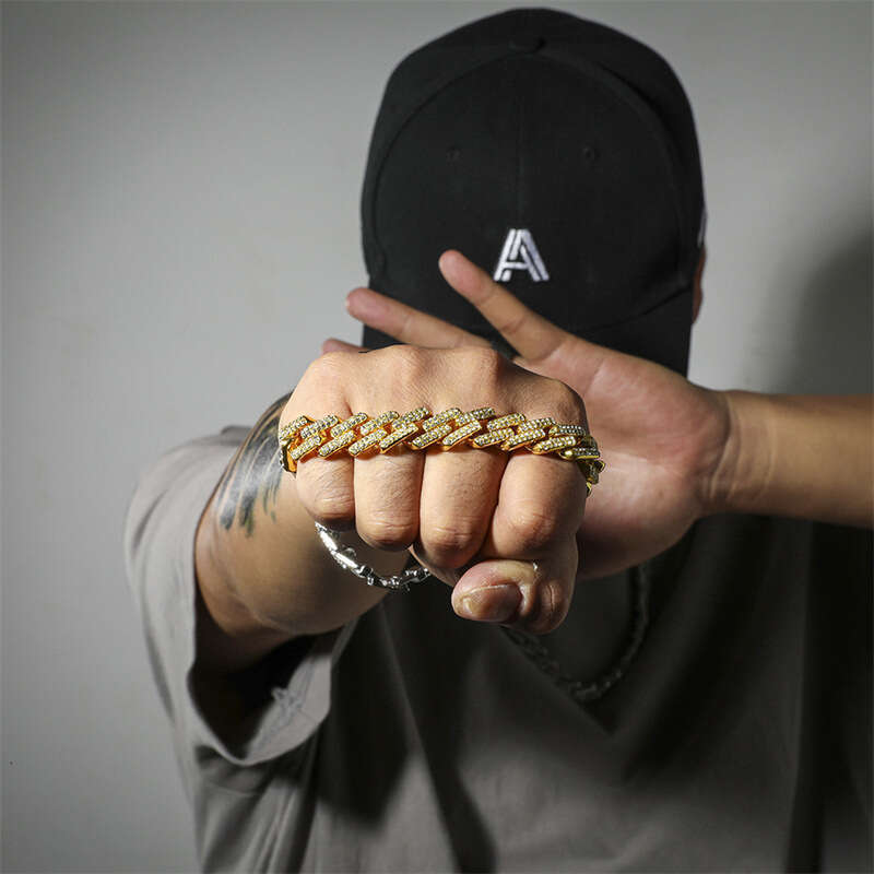 New full-diamond rhinestone Cuban chain high-quality design alloy necklace hip-hop party accessory