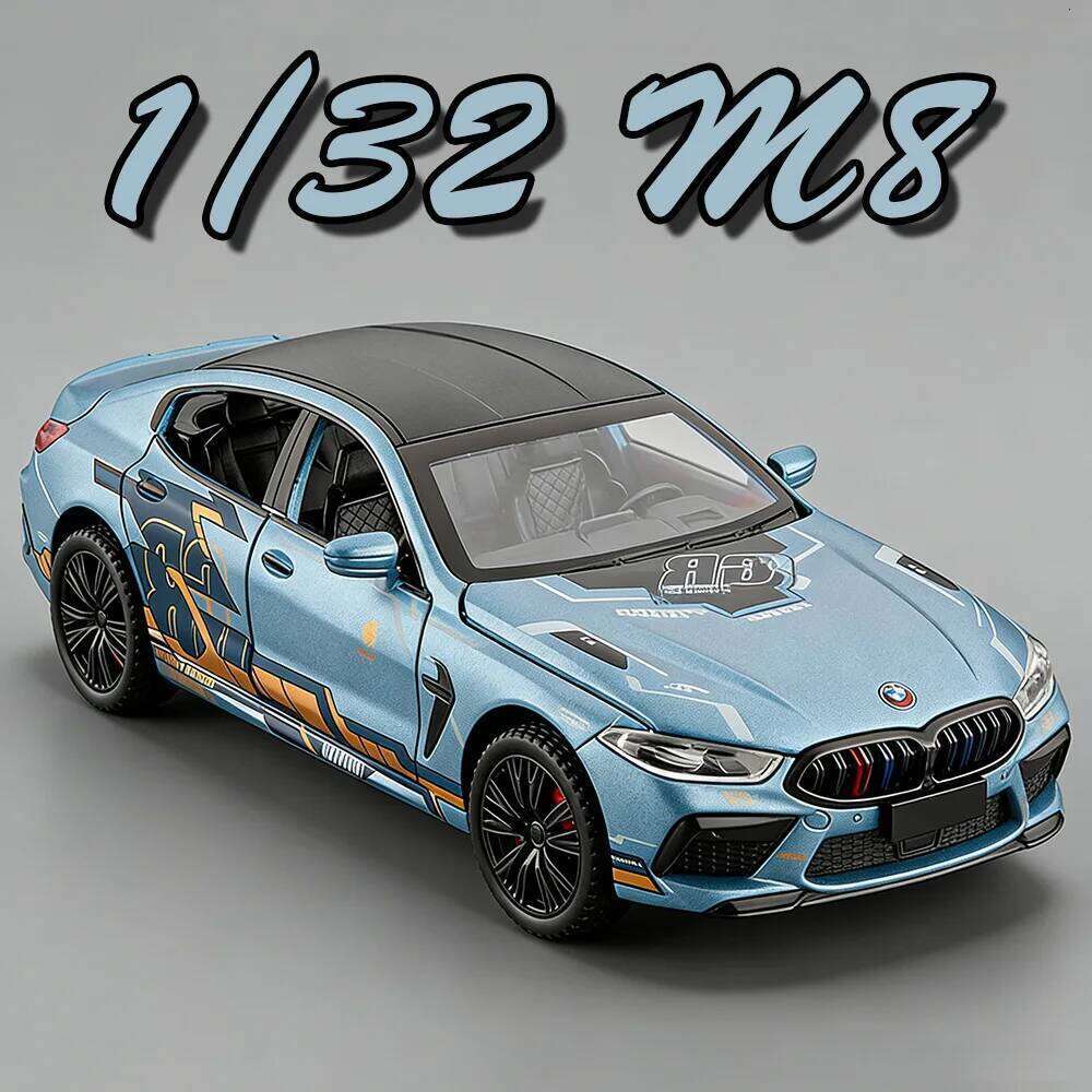 1:32 Scale M8 M4 Diecast Alloy Toys Model Car Doors Opened with Sound Light Pull Back Miniature Vehcie Children Desktop Ornament Z260307