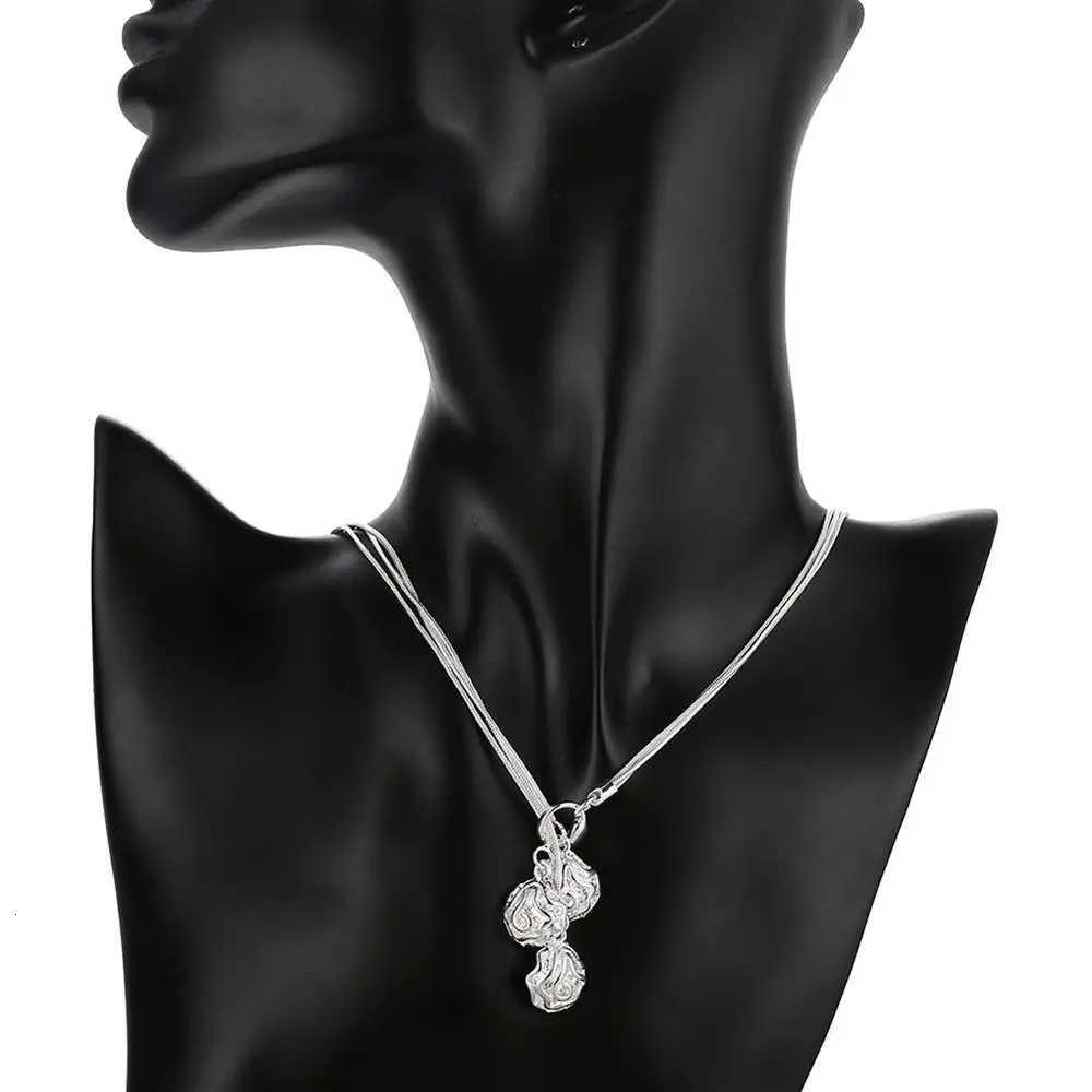 New romantic Rose flower 925 Sterling Silver rings necklaces stud earrings Jewelry set for women Fashion Party gifts H260307 - view 5