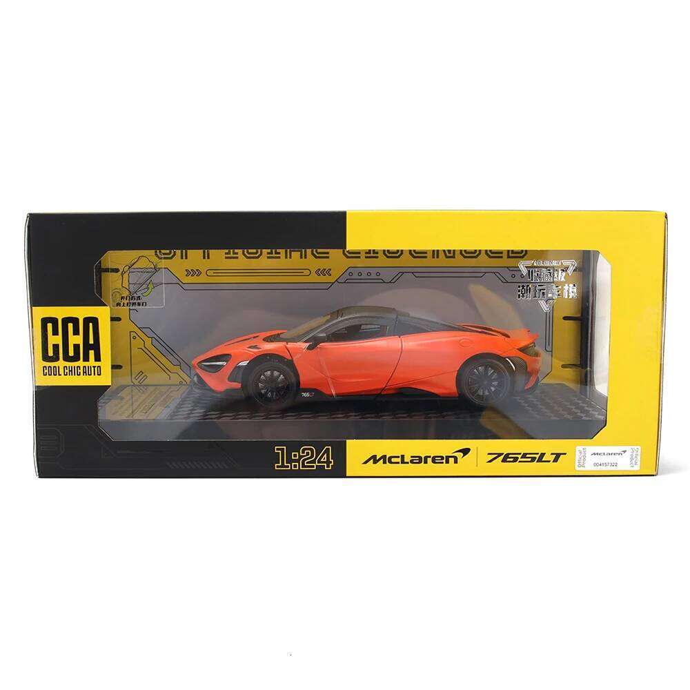 CCA MSZ 1: 24 McLaren 765LT alloy car die-casting model dynamic sound and light toy series collection gift Z260306