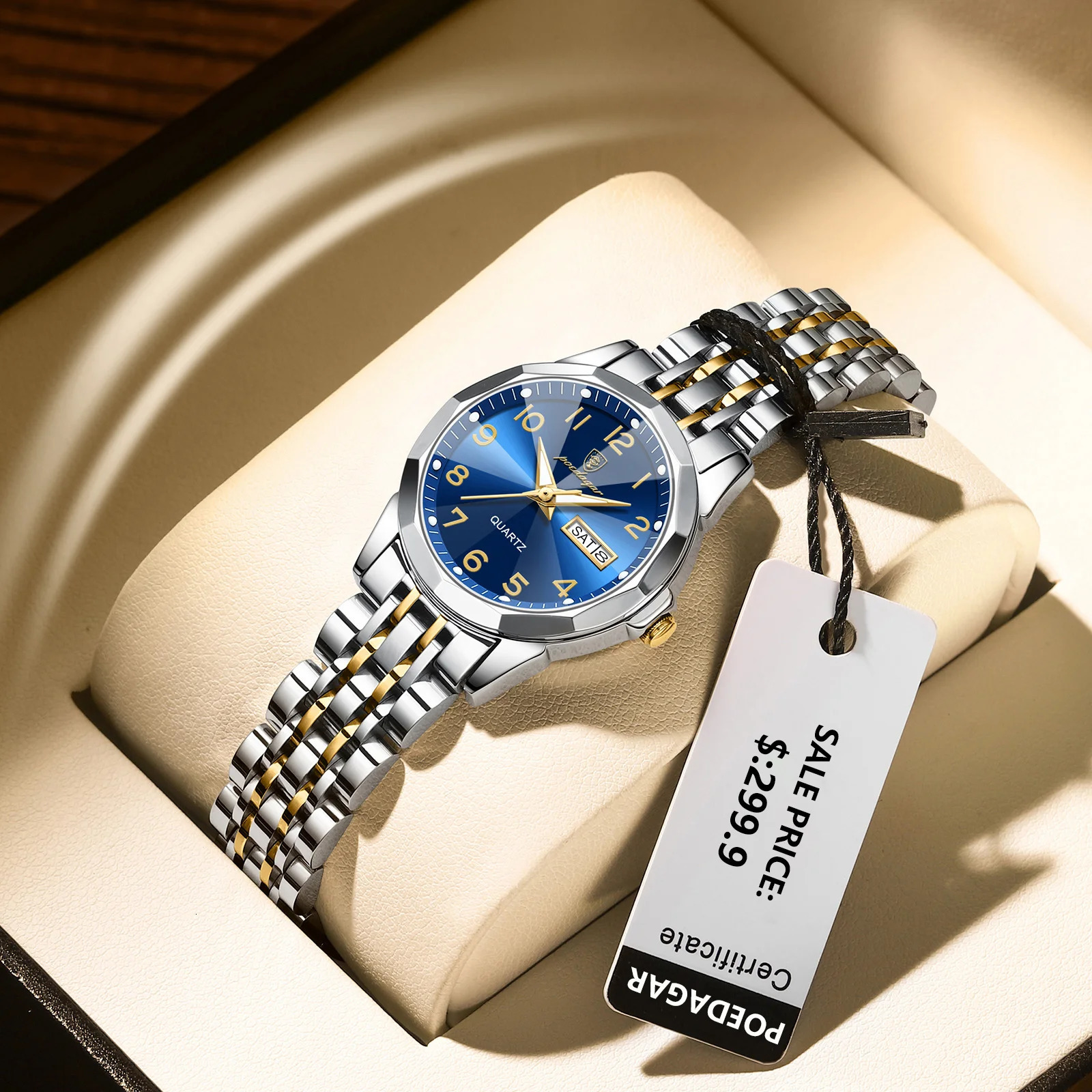 POEDAGAR Fashion Ladies Watch Waterproof Luminous Date Week Watch for Woman High Quality Stainless Steel Womens Quartz Watches 260303
