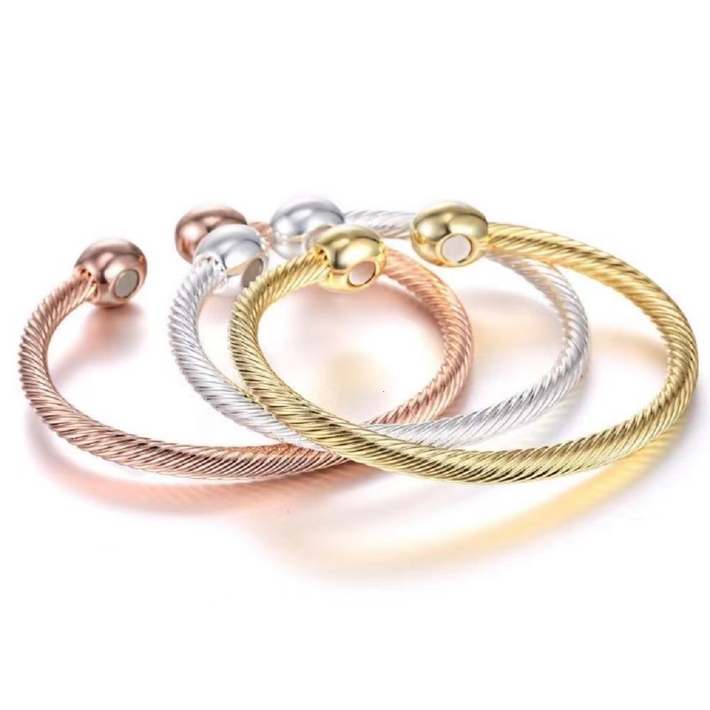 Luxury Brand Designer Jewelry Hot-Selling Open Magnetic Couple Bracelets European And American Metal Adjustable Jewelry Bracelets Threaded Jewelry Acc