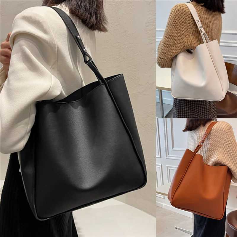 PU Bucket Bag Women Simple Large Capacity Tote Handbag Shoulder Bags For Ladies All-Purpose Shopping Female H260306