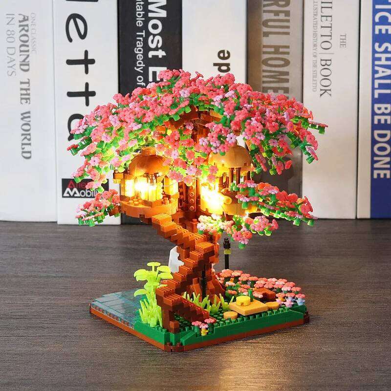 2008pcs Mini Sakura Tree Building Blocks Set Cherry Blossom Bricks Treehouse Model Romantic Gifts for Girlfriend C260306