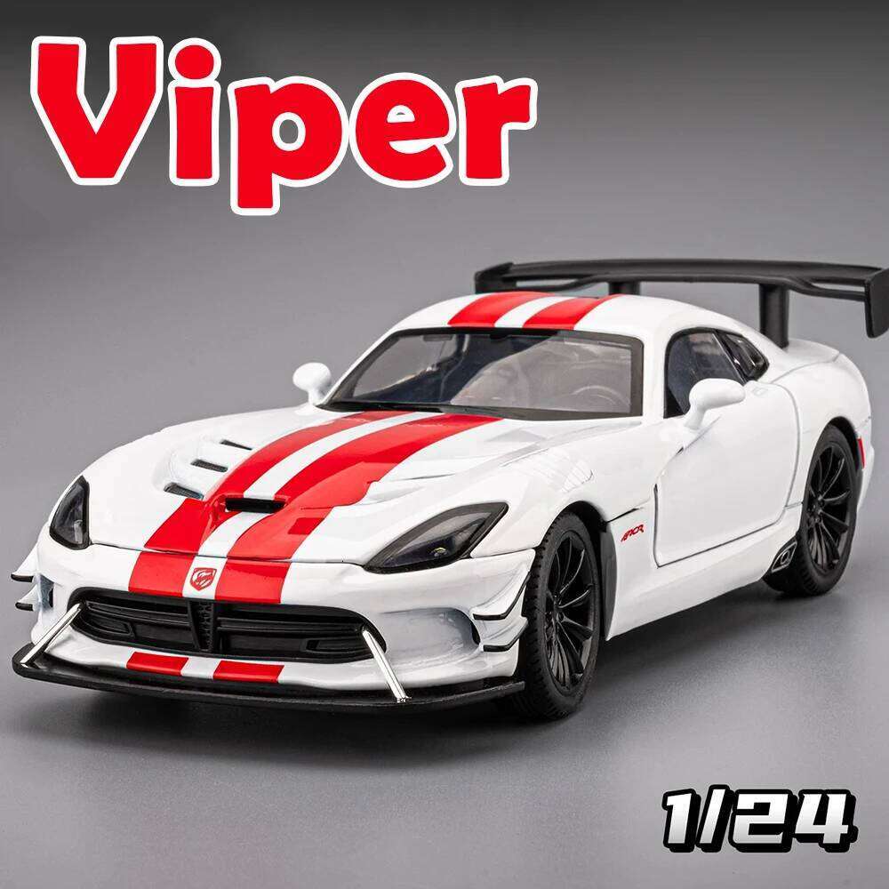1:24 Viper Charger Diecast Exquisite Model Alloy Car Toys Sound Light Pull Back Doors Opened Sport Cars Birthday Present for Boy Z260306