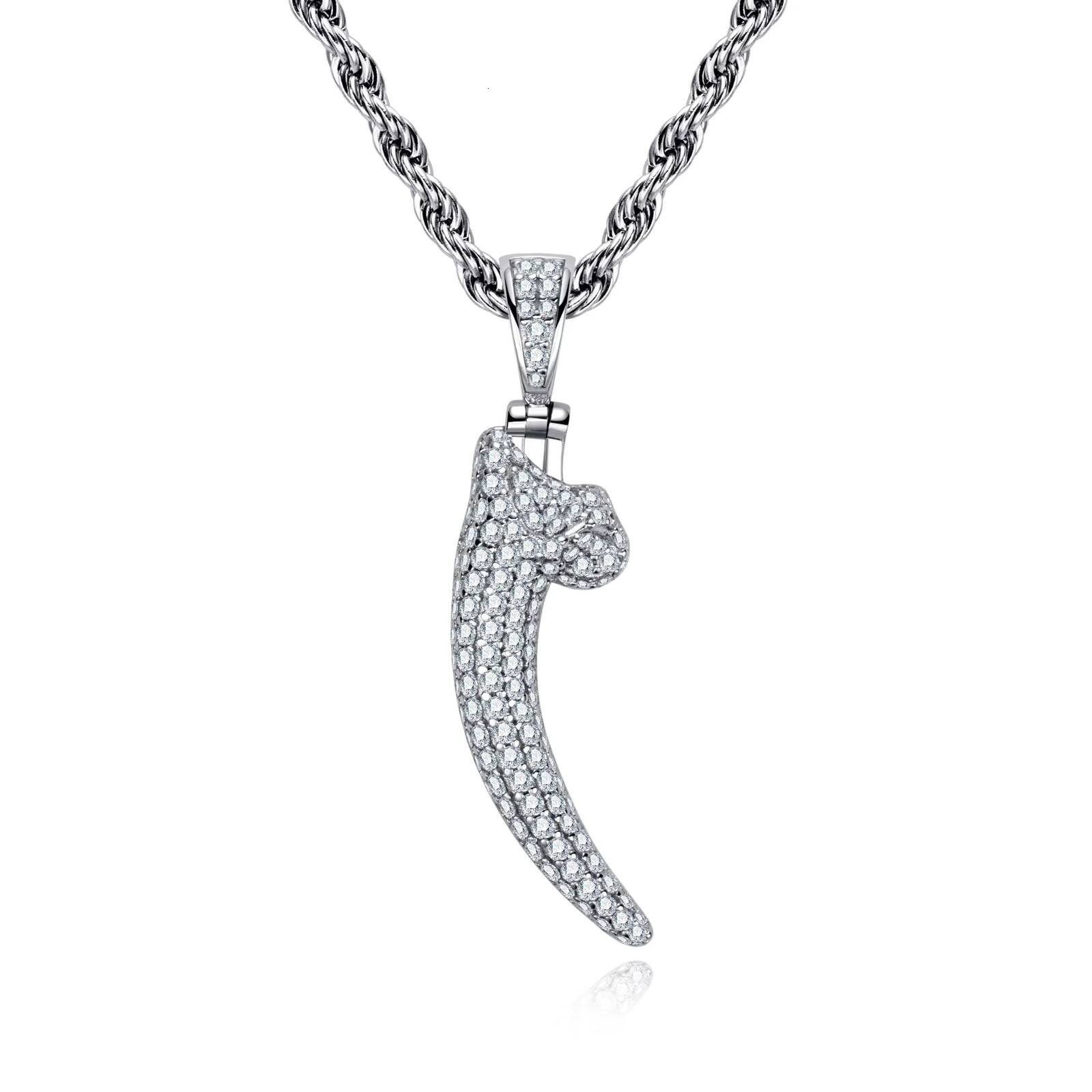New Wolf Fang Pendant Necklace Mens Hip Hop Style in S925 Sterling Silver with Moissanite Unisex Fang Necklace