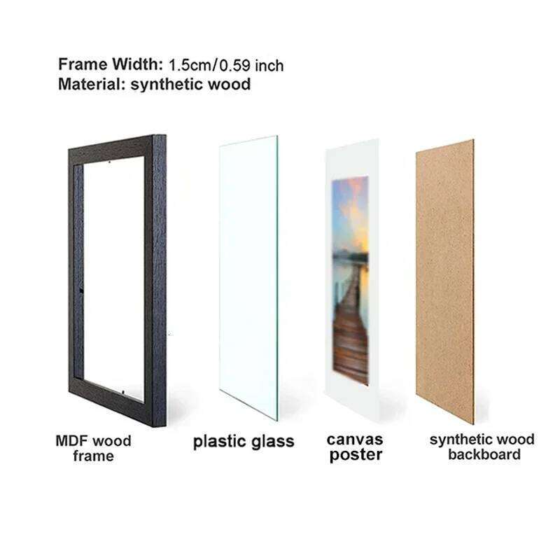 4 Colors A4 Picture Frame1/2/3/6PCS Wood Canvas 8x12inch Black White Brown Photo Frames Home Decor Poster Frame H260306