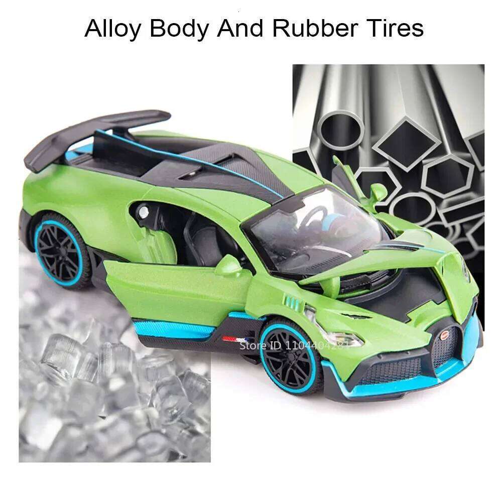 1:32 Divo Chiron Alloy Miniature Models Diecast Cars Doors Opened Sound Light Pull Back Metal Sports Car Boys Birthday Presents Z260306