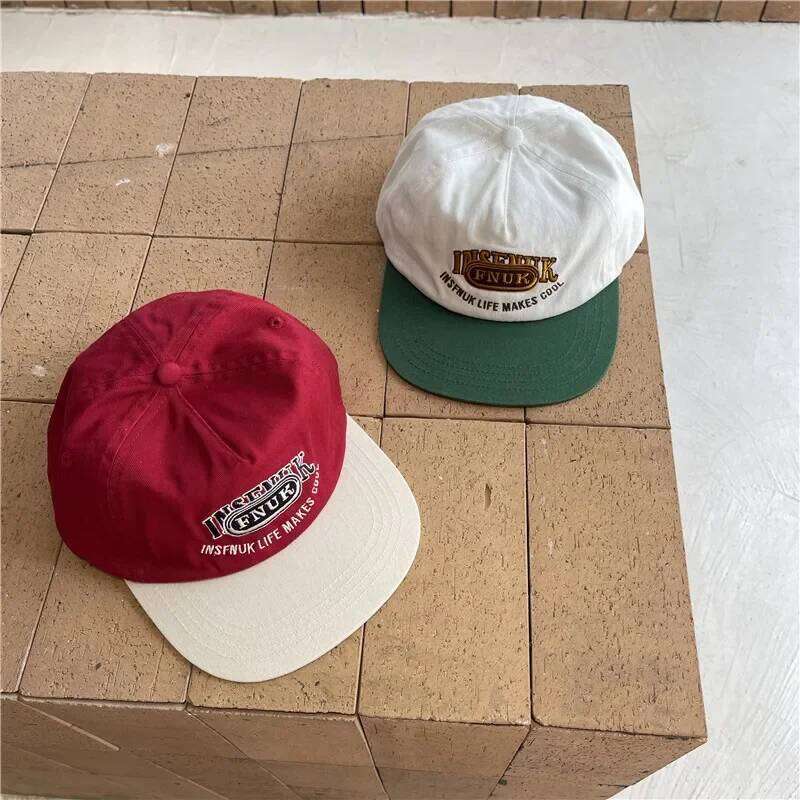 Niche Contrast Color Flat Eaves Female Summer Peaked Korean Style Retro Easy Matching Hip Hop Baseball Cap Couple Y260304