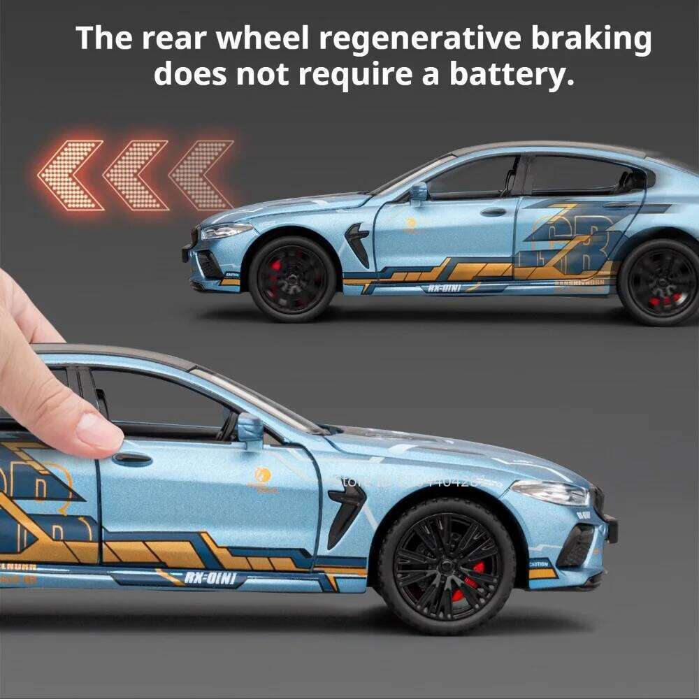 1:32 Scale M8 M4 Diecast Alloy Toys Model Car Doors Opened with Sound Light Pull Back Miniature Vehcie Children Desktop Ornament Z260307