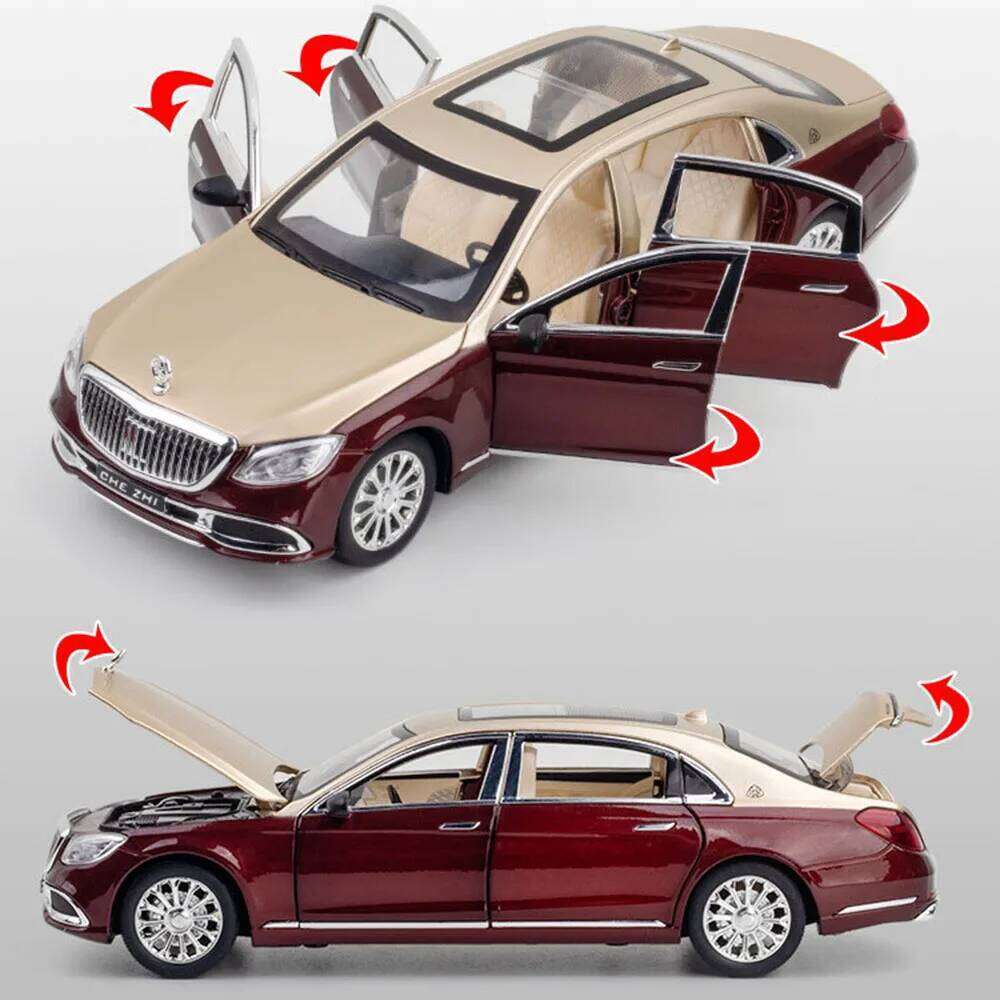 1:24 Scale GLS600 E300el Diecast Alloy Models Toys Cars 6 Doors Opened with Sound Light Pull Back Vehices Boys Birthday Present Z260307
