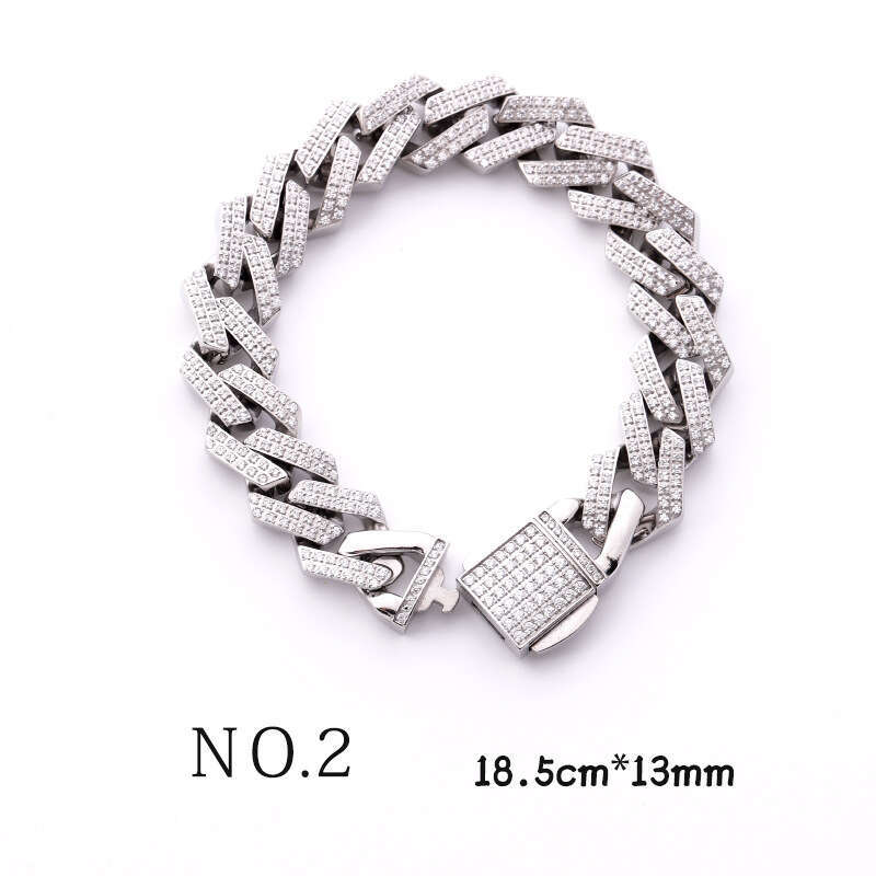 European and American alloy Cuban chain, full diamond, high-quality diamond-studded men's hip-hop style bracelet, cross-border bestseller launch
