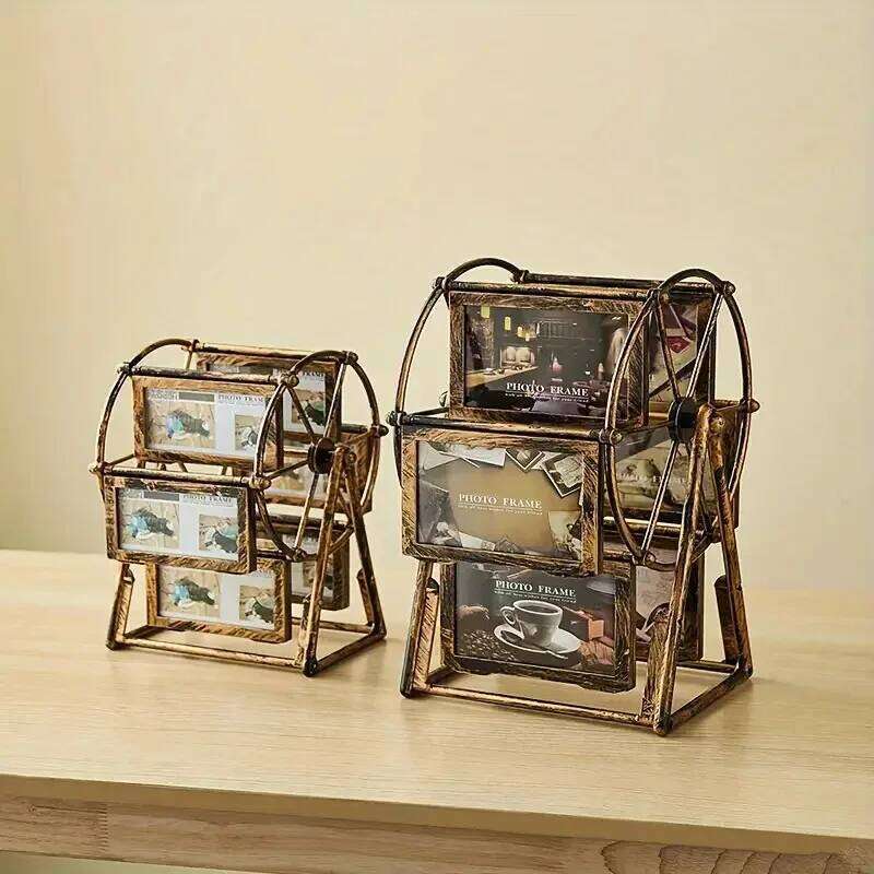 Creative Rotatable FerrisWheel PhotoFrame4-inch FrameBirthday Gift Photo Display ShelfFor HomeRoomLiving RoomOffice Decor H260306