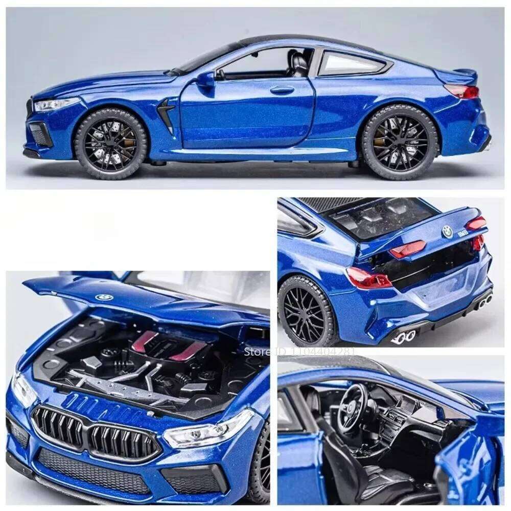 1:32 M8 Alloy Diecast Model Toys Car Rubber Tires Metal Body with Sound Light Pull Back Doors Opened Vehices Boy's Birthday Gift Z260306