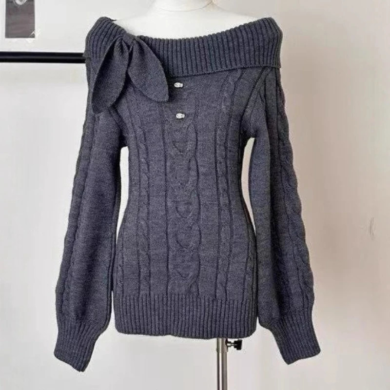 Preppy Style Sweet Knitted Sweater 2000s Aesthetic Gyaru Chic Korean Y2k Jumper Long Sleeve Coquette Knitwears 260306