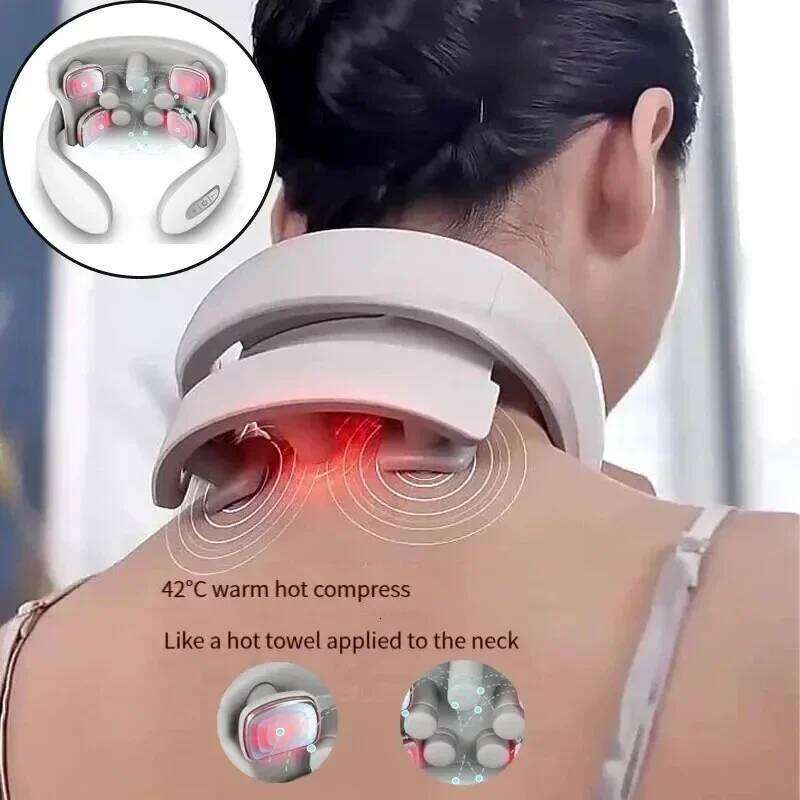 Electric Neck Massager EMS Pain Relief Pulse Cervical Acupressure Hot Compress Intelligent Massage Shoulder Relaxation Device 26Y0307